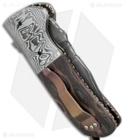 Burr Oak Knives Coffin Nail Flipper Damascus/Snakeskin Micarta (3.5" San Mai) -Knife Shop burr oak knives coffin nail san mai damascus side cm