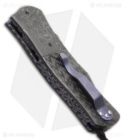 Burr Oak Knives Full Dress Dreadnought Knife Skull/Carbon Fiber (3.5" Damascus) -Knife Shop burr oak knives dreadnought skull mosaic 6 2015 side spine jm