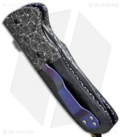 Burr Oak Knives Shard Flipper #1 Dress Knife Shred CF/Damascus (3.5" San Mai) -Knife Shop burr oak knives sharp flipper san m side cm