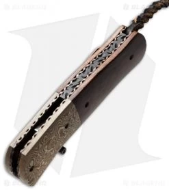 Burr Oak Knives Folding Bowie Knife Ironwood/Mokume (3.625" San Mai Damascus) -Knife Shop burr oak knives sidewinder II 9 2014 bottom