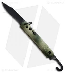 Colonial Knife Company M-724S Camo Auto Rescue Military Knife (3" Black Serr)