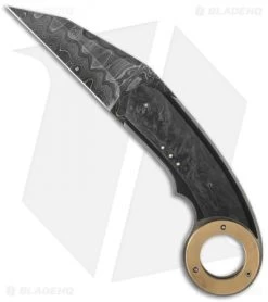Corrie Schoeman Karambit Flipper Folder Marbled Carbon Fiber (3.25" Damascus)