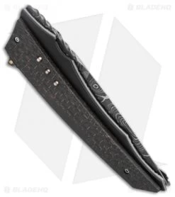 Corrie Schoeman X-Corpion Flipper Knife LSCF (3.25" Damascus) -Knife Shop corrie schoeman xcorpion flipper damascus carbon fiber side