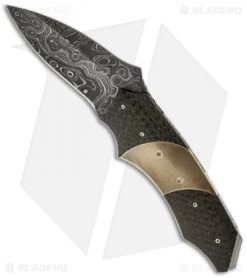 Corrie Schoeman Impact Flipper Folder Knife Lightning Strike CF (3.25" Damascus)