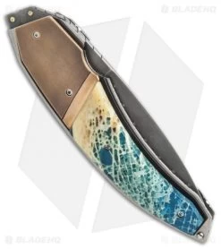 Corrie Schoeman Panerai Flipper Knife Resin Impregnated Bone (3.25" Hamon) -Knife Shop custom 17 er side