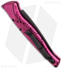 Piranha DNA Automatic Knife Pink Vein Tactical (3.25" Black Serr) -Knife Shop piranha dna tactical plain pink side cm