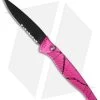 Piranha DNA Automatic Knife Pink Vein Tactical (3.25" Black Serr) -Knife Shop piranha dna tactical serr pink cm