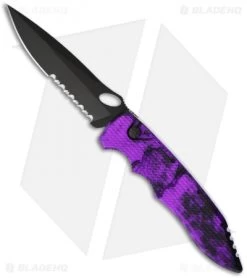 Piranha Mini Predator Plum Tactical Automatic Knife (3.5" Black Serr)