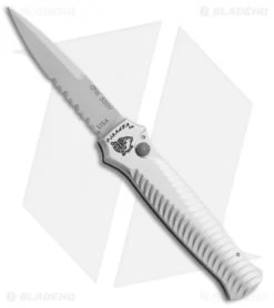 Piranha Mini-Guard Automatic Knife Silver (2.9" Stonewash Serr)