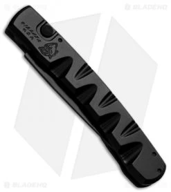 Piranha Virus Automatic Knife Black (3.25" Black) -Knife Shop piranha virus black tactical serrated side front