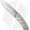 Piranha X Automatic Knife Silver (3.3" Mirror Serr) -Knife Shop piranha x silver mirror serrated jm