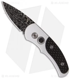 Pro-Tech Damascus Custom Runt J4 Automatic Knife W/ Carbon Fiber 4400-D