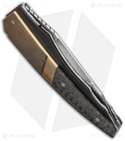 Corrie Schoeman D-TER Flipper Knife LSCF/Bronze (3.25" Hamon) -Knife Shop schoeman d ter hamon lscf side cm