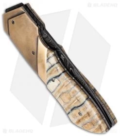 Corrie Schoeman D Vour Flipper Knife Mammoth/Bronze (3.25" Damascus) -Knife Shop schoeman d vour 2015 side cm