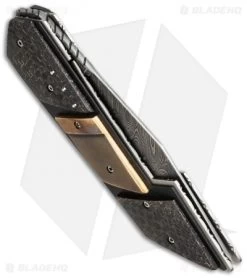 Corrie Schoeman Persian Flipper Folder LSCF/Bronze (3.25" Damascus) -Knife Shop schoeman persian lscf bronze side cm