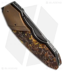 Corrie Schoeman X-Pert Flipper Knife Bronze/Synthetic Resin (2.9" Hamon) -Knife Shop schoeman x pert resin hamon cm side