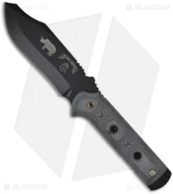 TOPS Knives Black Rhino Micarta Fixed Blade Knife (5" Black Plain) BRM-101