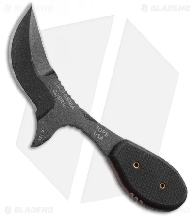 TOPS Knives California Cobra Fixed Blade Knife (3" Black) 3 TOPS Knives California Cobra Fixed Blade Knife (3" Black)